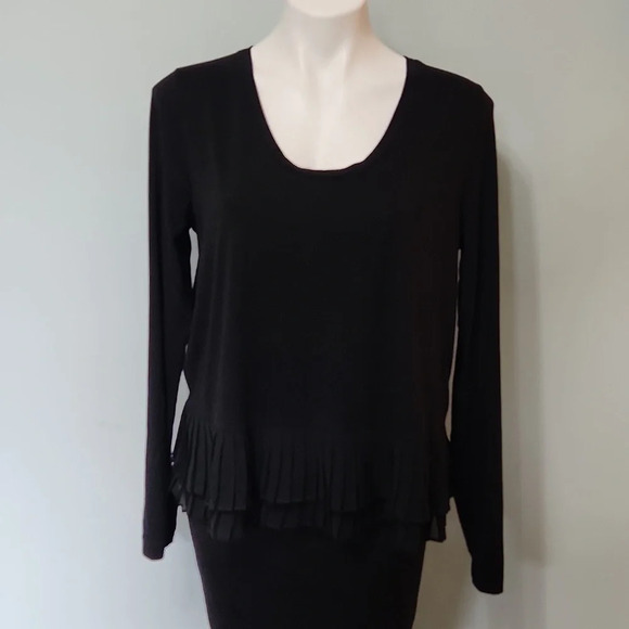 J. Crew Black Pleated Bottom Top - Picture 1 of 13